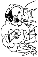 A coloring page of the bear boat